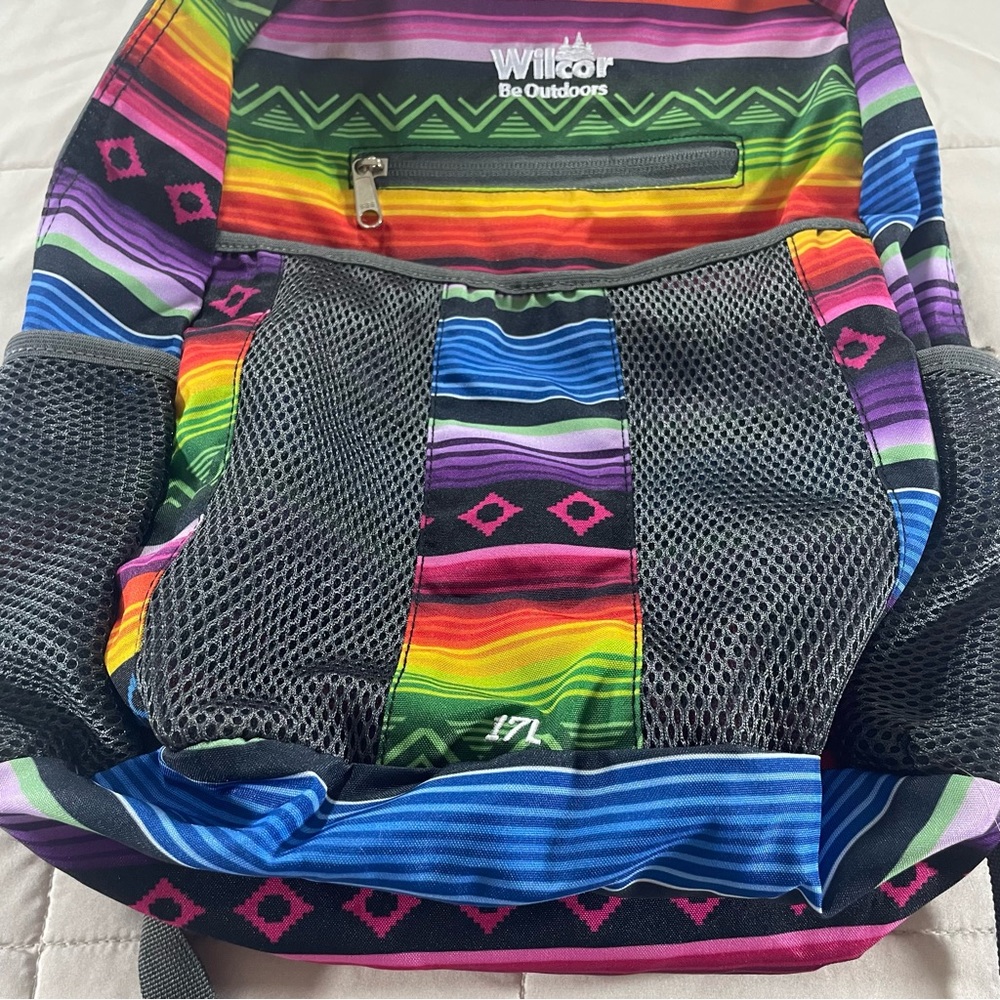 Wilcor Be Outdoors Baja Pocket Fold Pack Rainbow Backpack Mesh Detail - Picture 3 of 9